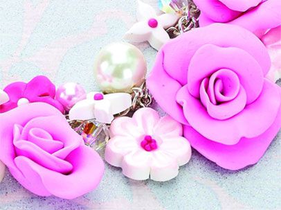 Polymer Clay Flower Clusters Necklace