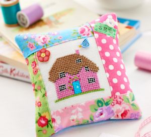 Cross-Stitch Cottage Pincushion