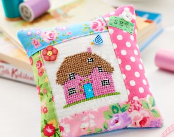 Cross-Stitch Cottage Pincushion