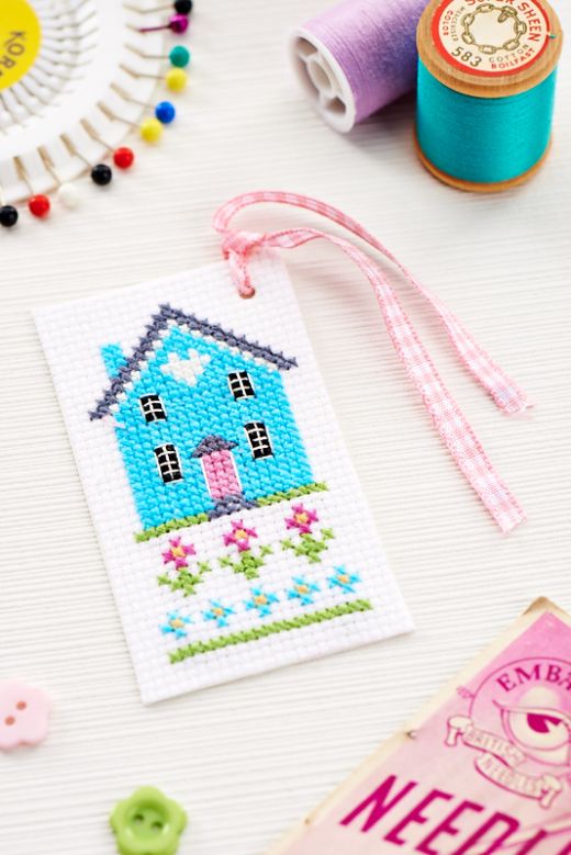 Cross-Stitch Cottage Pincushion