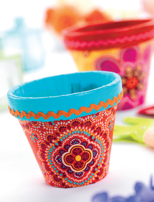 Fabric Decoupage Plant Pots