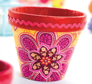 Fabric Decoupage Plant Pots