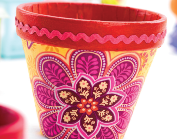 Fabric Decoupage Plant Pots Fabric Decoupage Plant Pots