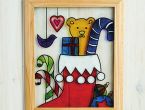 Glass Painted Teddy Plaque For Child’s Bedroom