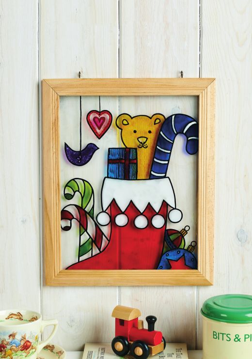 Glass Painted Teddy Plaque For Child’s Bedroom