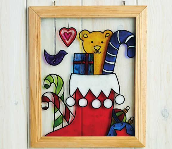 Glass Painted Teddy Plaque For Child’s Bedroom