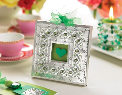 Gem encrusted candle frame & card