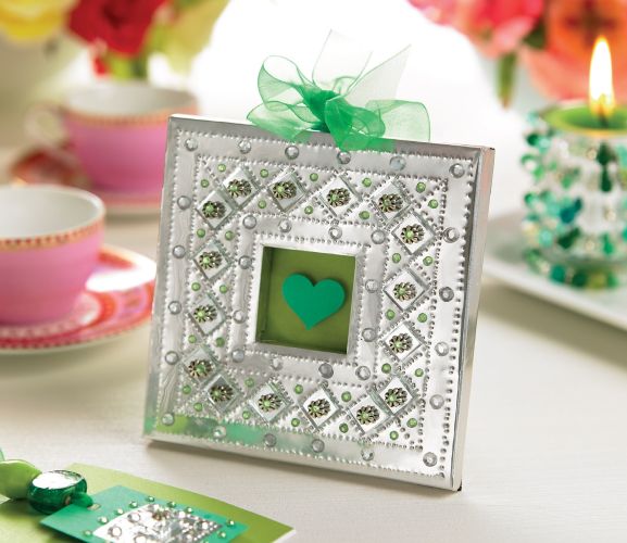 Gem encrusted candle frame & card