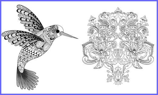 Hummingbird & Flower Art Therapy Designs