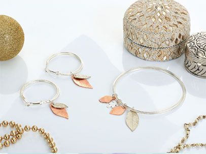 Pierce Metal Leaf Charm Bangle