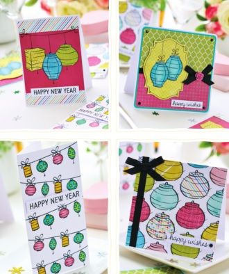 Chinese Lantern New Year Card Set