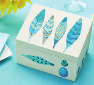 Painted Feather Keepsake Box