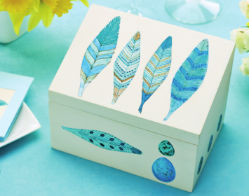 Painted Feather Keepsake Box