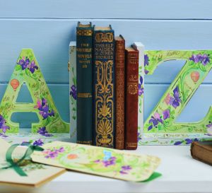 Painted Floral Book Ends