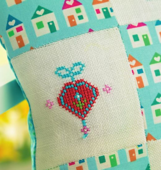 Patchwork And Cross-Stitch Pillow