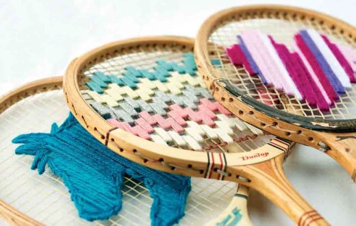 Embroidered Upcycled Tennis Rackets