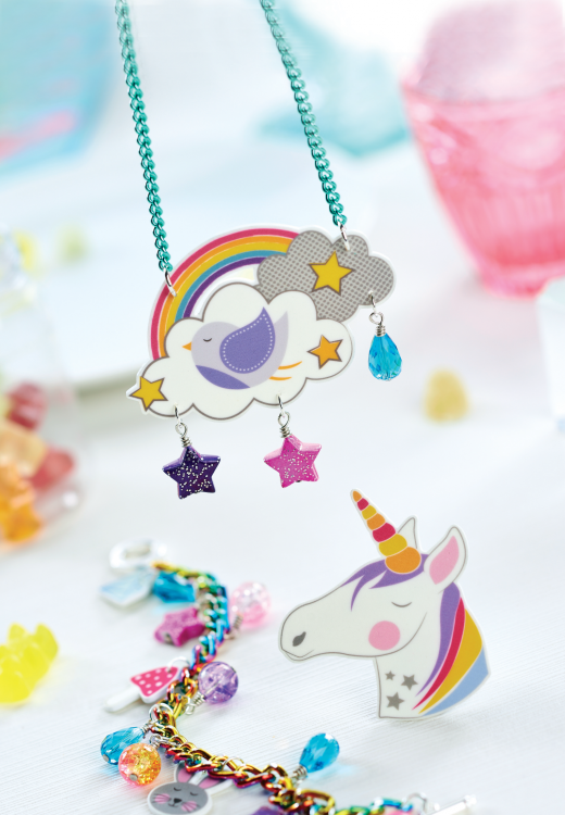 Rainbow & Unicorn Shrink Plastic Jewellery