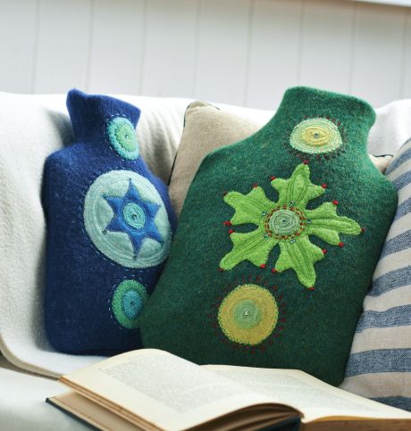 Recycled Jumpers Felted Into Hottie Covers