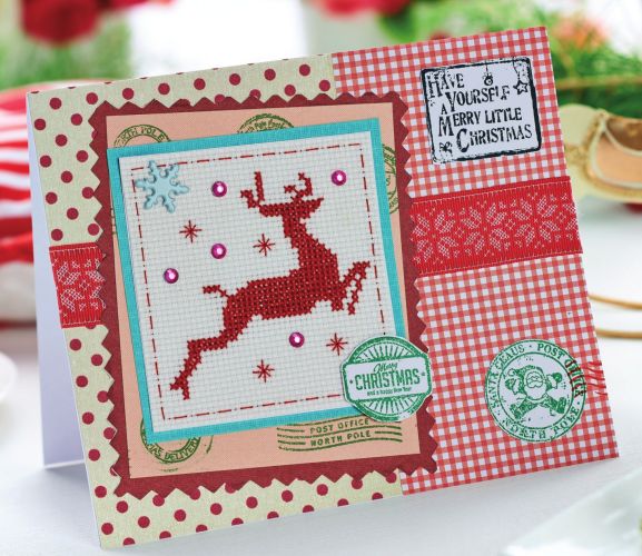 Red And White Themed Cross-Stitch Set