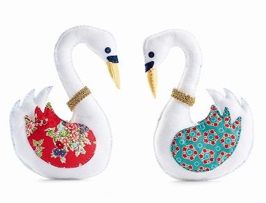 Stitch Regal Swans With Printed Cotton And Felt