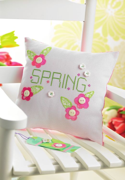 Spring cross-stich pillow