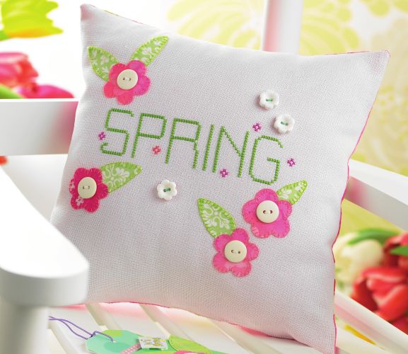 Spring cross-stich pillow