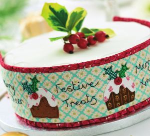 Stitched Cake Band And Topper With Pudding Motifs