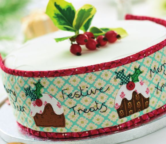 Stitched Cake Band And Topper With Pudding Motifs