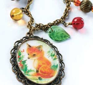 Vintage Christmas Fox Necklace