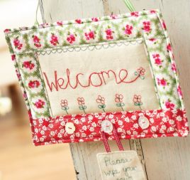 Free-Motion Stitched Welcome Sign Free-Motion Stitched Welcome Sign