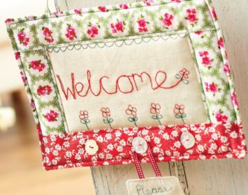 Free-Motion Stitched Welcome Sign Free-Motion Stitched Welcome Sign