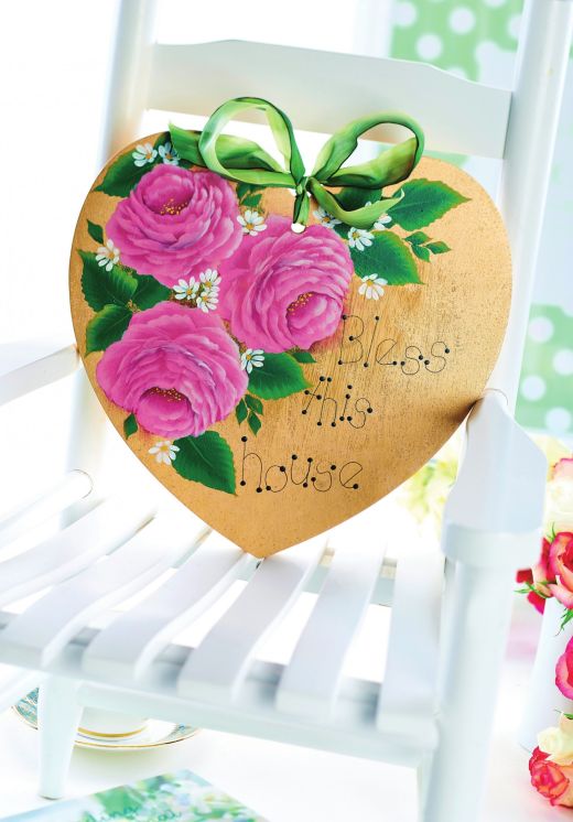 Decorative Painted Rose Plaque