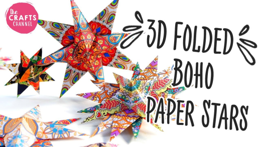 3D Folded Boho Paper Stars Template