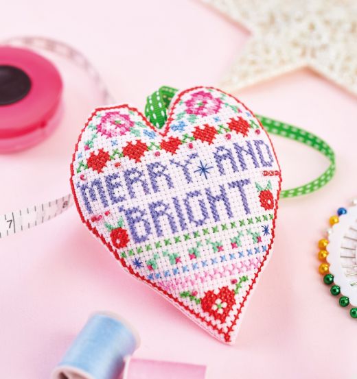 Merry & Bright Cross Stitch Decoration