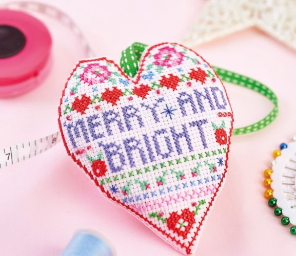 Merry & Bright Cross Stitch Decoration