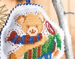 Cross-stiched Teddy Stocking Free Project