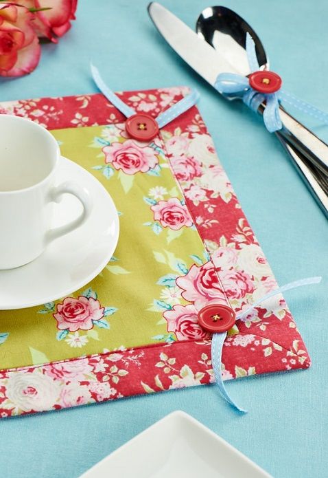 Stitched Tilda  Place Mat & Napkin Ring