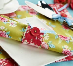 Stitched Tilda  Place Mat & Napkin Ring