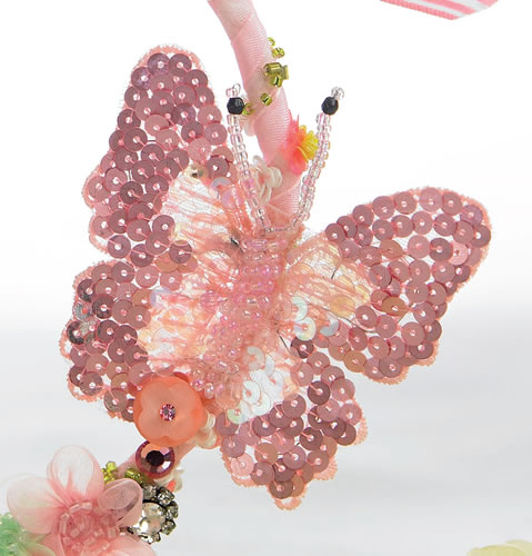 Beaded Pink Butterfly Wall Hanging