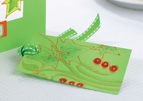 Acetate Painted Christmas Holly  Window Card