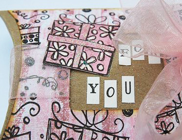 Pink Stamped Kraft Paper Gift Box