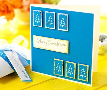 Rubber Stamped Graphic Style Christmas Card & Gift Box