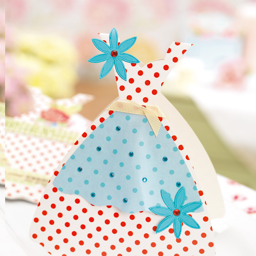 Retro Polka Dot Red Dress Card