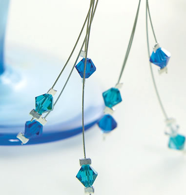 Blue Bead & Crystal Earrings