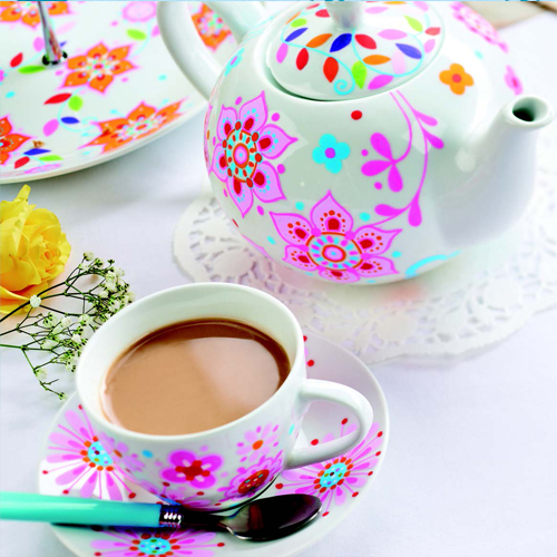 Pink Floral Ceramic Tea Set Pen Painting Tutorial
