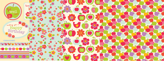 Apple, Floral, Bird Birthday & Well Wishes Free Papers and Sentiments