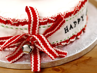 Stitched Traditional Christmas Cake Band & Card
