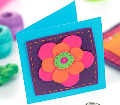 Felt Stitched Flower Card