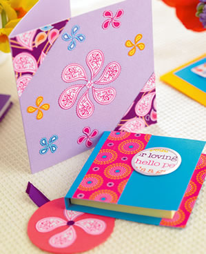 Stylish Painted Papercraft Notepad, Tag & Card