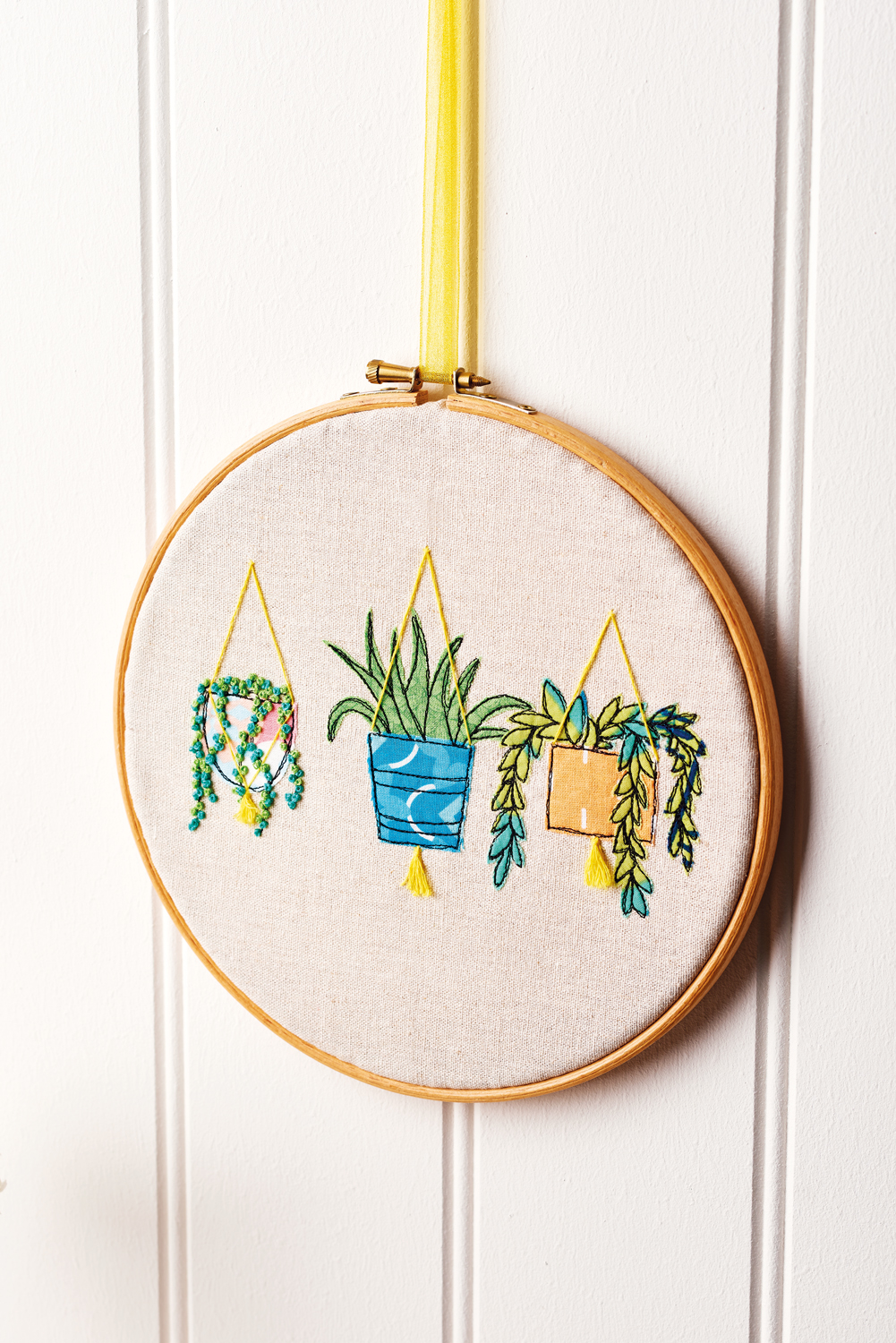 Embroidered Cacti Hoop Art